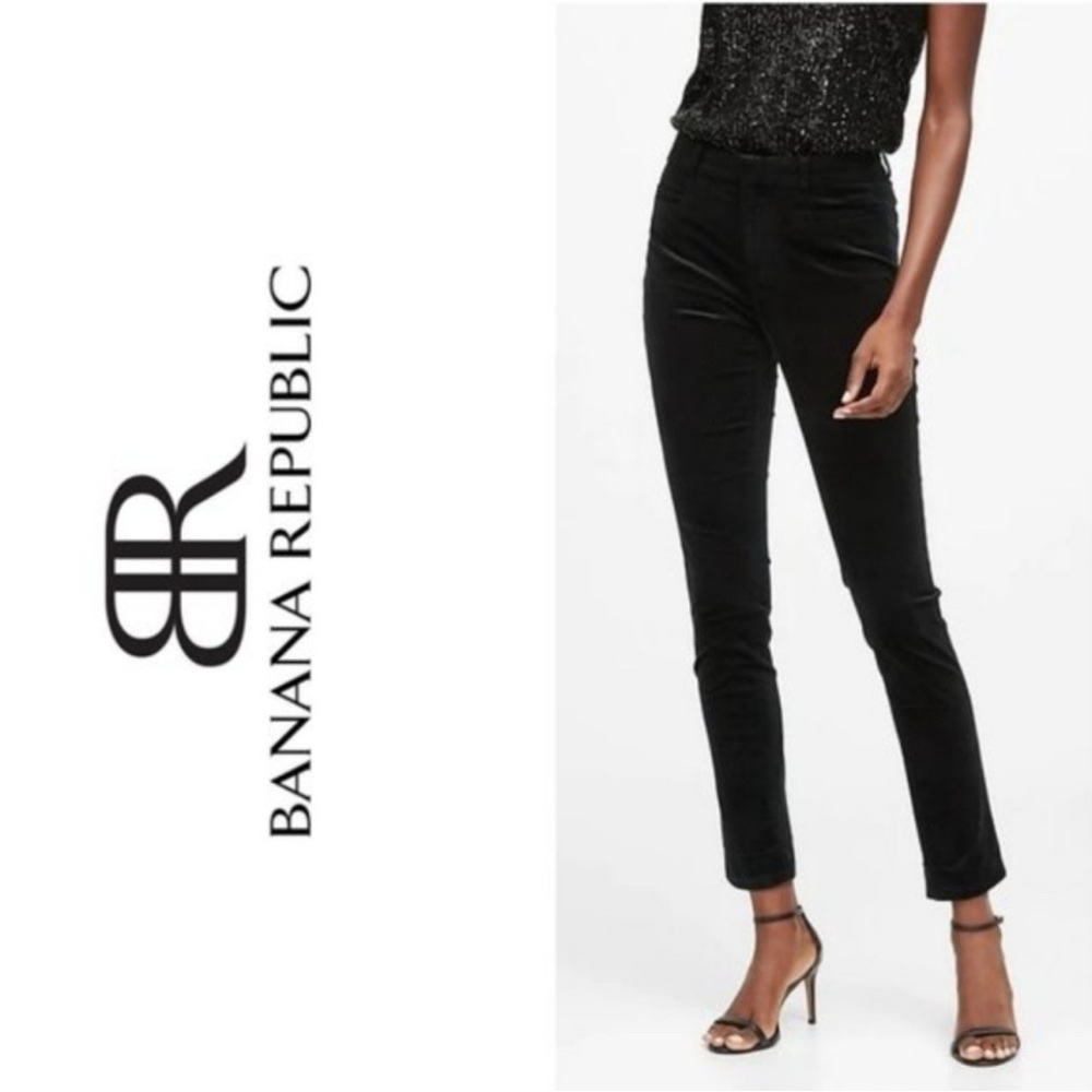 Banana Republic Sloan Ankle Black Velvet Pants 00 petite